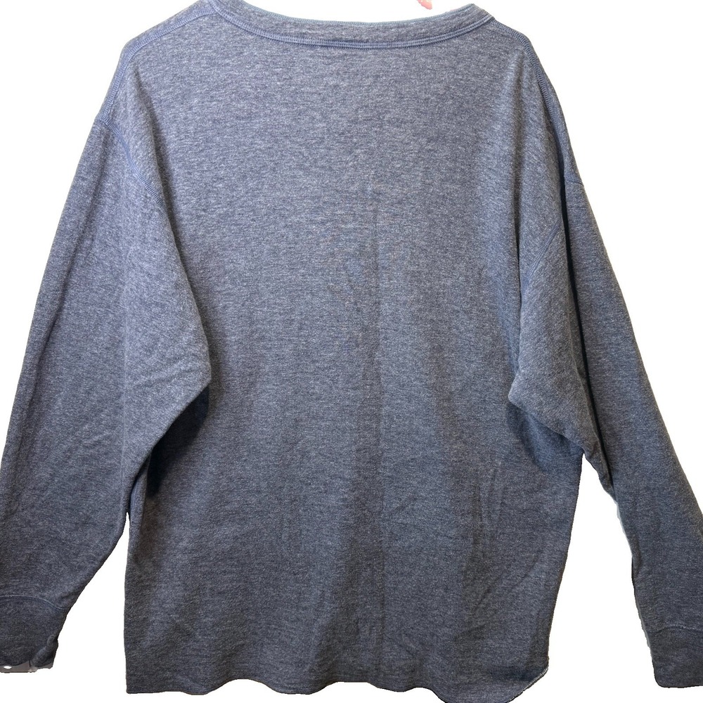 L.L. Bean River Driver Shirt Mens Size L Reg Blue Henley Wool Base Layer Cotton - Picture 8 of 9